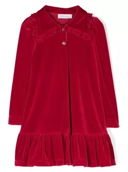 Monnalisa бархатное платье с длинными рукавами, красный