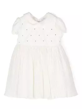 Monnalisa бархатное платье с кристаллами, белый