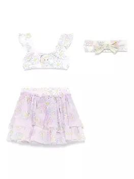 Monnalisa бикини с цветочным принтом из коллаборации с Disney, белый