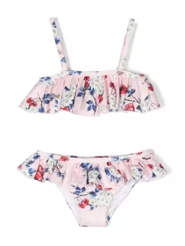 Monnalisa бикини с оборками и цветочным принтом, розовый