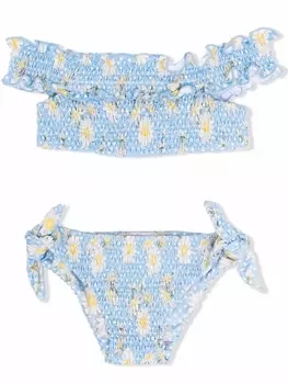 Monnalisa бикини со сборками и принтом, синий
