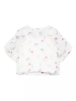 Monnalisa блузка с цветочным принтом, белый