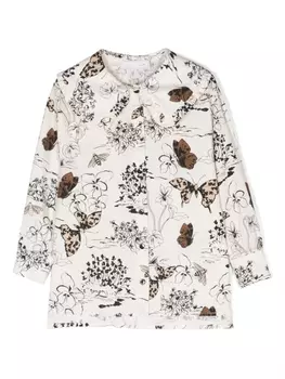 Monnalisa блузка с длинными рукавами и цветочным принтом, белый