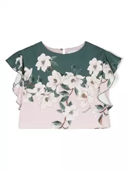 Monnalisa блузка с короткими рукавами и оборками, розовый