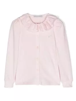 Monnalisa блузка с монограммой, розовый