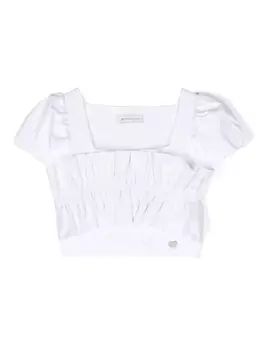 Monnalisa блузка с оборками, белый