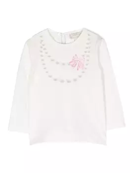 Monnalisa блузка с принтом, белый