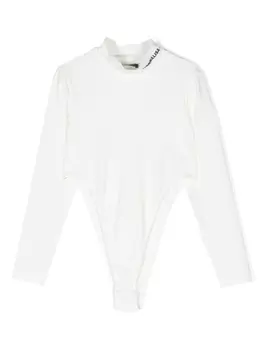 Monnalisa боди с длинными рукавами и аппликацией логотипа, белый