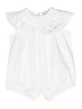 Monnalisa боди с вышитым логотипом, белый