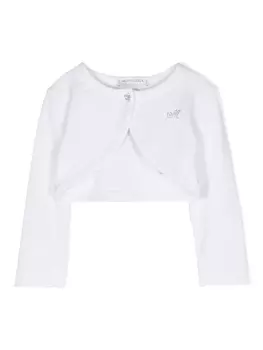 Monnalisa болеро с круглым вырезом и логотипом, белый