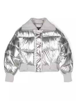 Monnalisa бомбер с эффектом металлик, серебристый