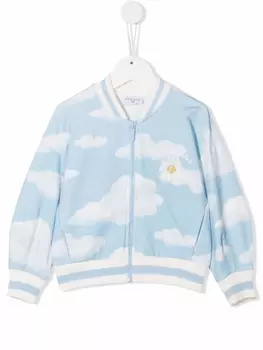 Monnalisa бомбер с вышивкой, синий