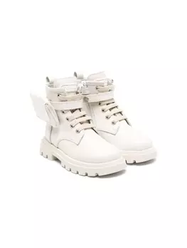 Monnalisa ботинки на шнуровке с карманом, нейтральный цвет