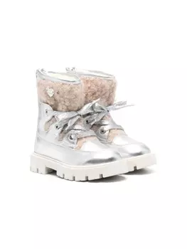 Monnalisa ботинки с эффектом металлик, серебристый