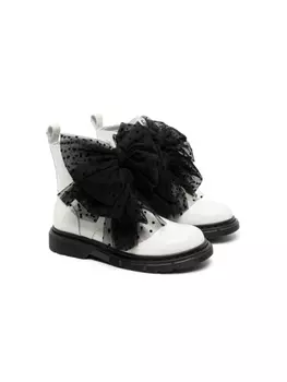 Monnalisa ботинки с бантами, белый
