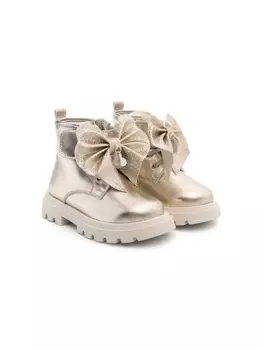 Monnalisa ботинки с бантами, золотистый