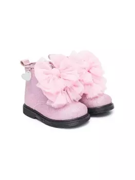 Monnalisa ботинки с бантом и блестками, розовый