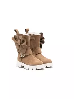 Monnalisa ботинки с бантом, коричневый