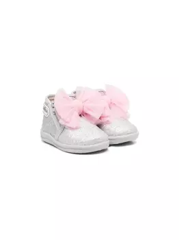 Monnalisa ботинки с бантом, серебристый