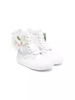 Monnalisa ботинки с цветочной аппликацией, белый
