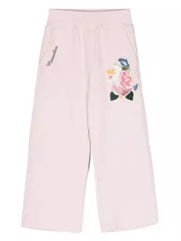 Monnalisa брюки с вышитым логотипом, розовый