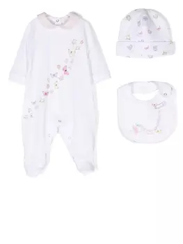 Monnalisa butterfly-print babygrow set, белый