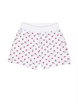 Monnalisa cherry-print cotton shorts, белый