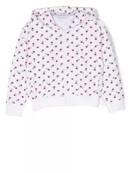 Monnalisa cherry-print zip-up hoodie, белый