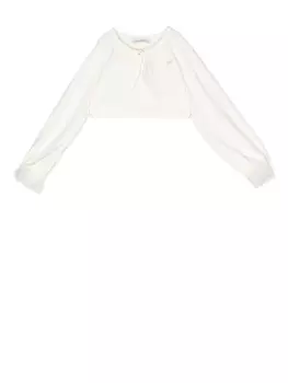 Monnalisa cropped embellished tulle-cuff cardigan, белый