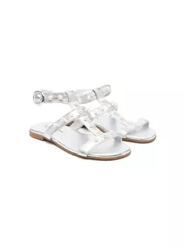 Monnalisa декорированные сандалии с эффектом металлик, серебристый