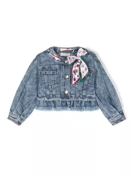 Monnalisa джинсовая куртка с аппликацией, синий