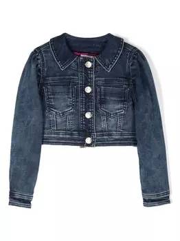 Monnalisa джинсовая куртка с вышивкой Daffy Duck, синий