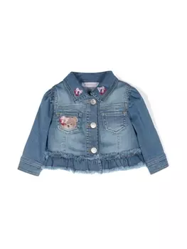 Monnalisa джинсовая куртка с вышивкой, синий