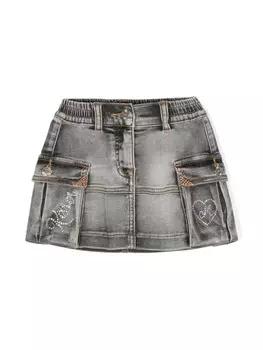 Monnalisa джинсовая мини-юбка А-силуэта, серый