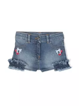 Monnalisa джинсовые шорты с вышивкой, синий