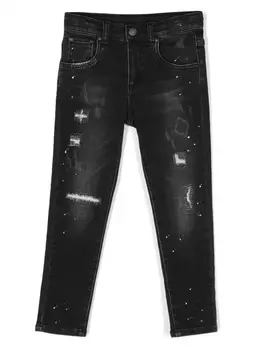 Monnalisa джинсы с эффектом потертости и нашивкой-логотипом, серый