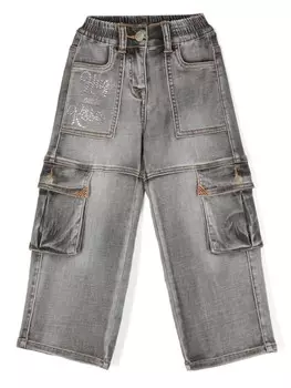 Monnalisa джинсы с кристаллами, серый