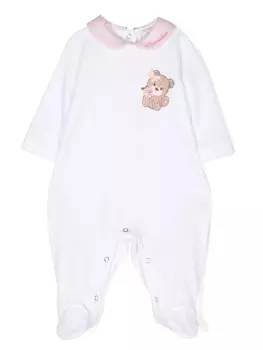 Monnalisa embroidered-logo long-sleeve pajamas, белый