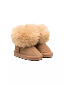 Monnalisa фактурные ботинки без застежки, коричневый