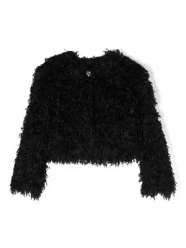 Monnalisa фактурный жакет с круглым вырезом, черный