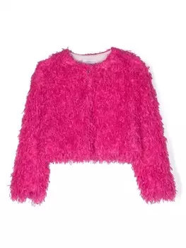 Monnalisa фактурный жакет с круглым вырезом, розовый