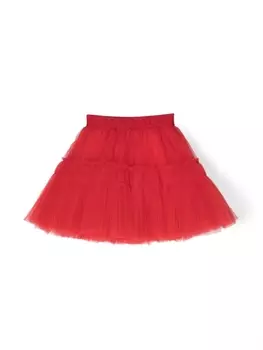 Monnalisa flared tulle skirt, красный