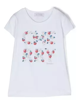 Monnalisa floral cherry-print T-shirt, белый