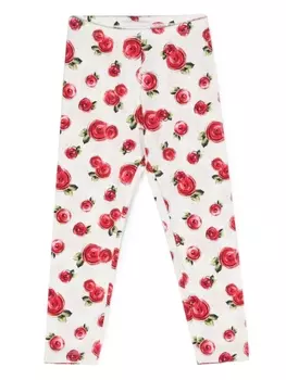 Monnalisa floral-print cotton blend trousers, белый