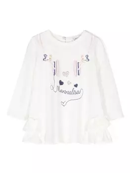 Monnalisa футболка Cuffie с принтом, белый