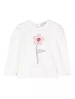 Monnalisa футболка Flower Pie De Poul, белый