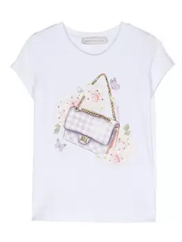 Monnalisa футболка из джерси с графичным принтом, белый