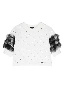 Monnalisa футболка из джерси со стразами, белый