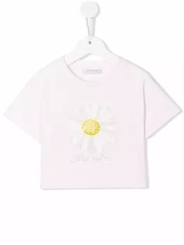 Monnalisa футболка с цветочным принтом, розовый