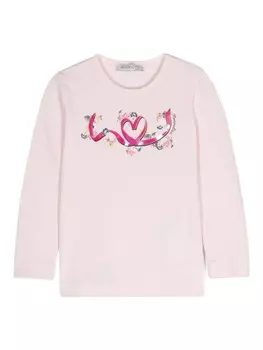 Monnalisa футболка с цветочным принтом, розовый